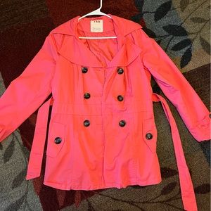 YMI hot pink button up belted jacket coat